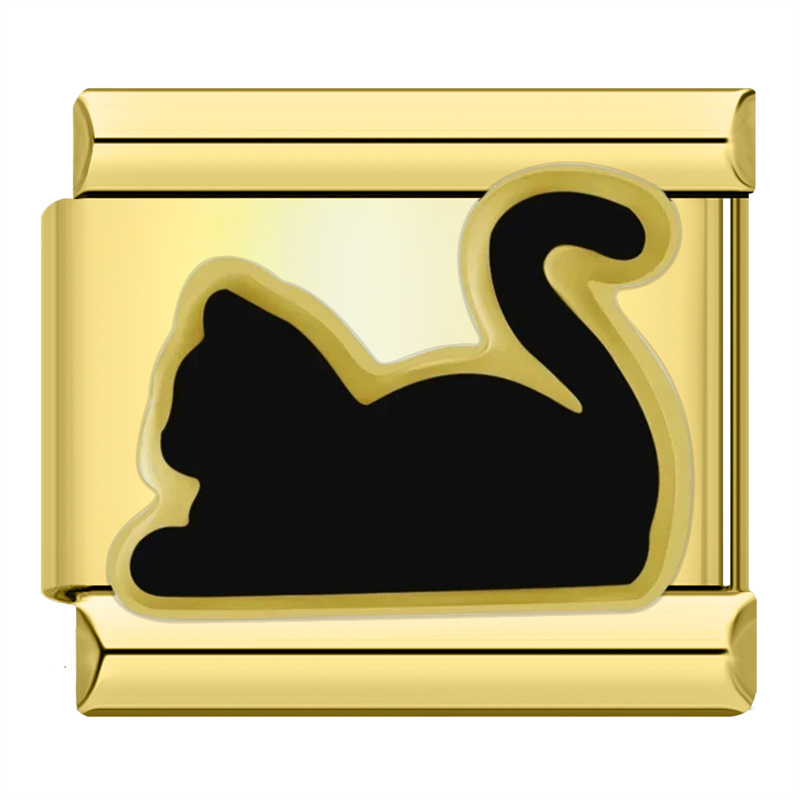 Hapiship Butterfly Cat Golden Italian Charm Links Fit 9mm Stainless Steel Bracelet Jewelry DJ1404-A: Pink