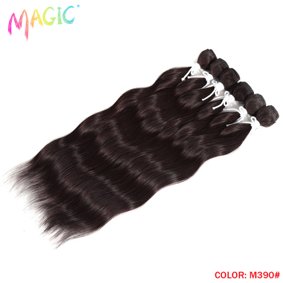 Magic Synthetic Hair 6PCS 20inches Nature Wave Hair Bundles Black Color Extensions Heat Resistant Strands of Hair Tresses: #12