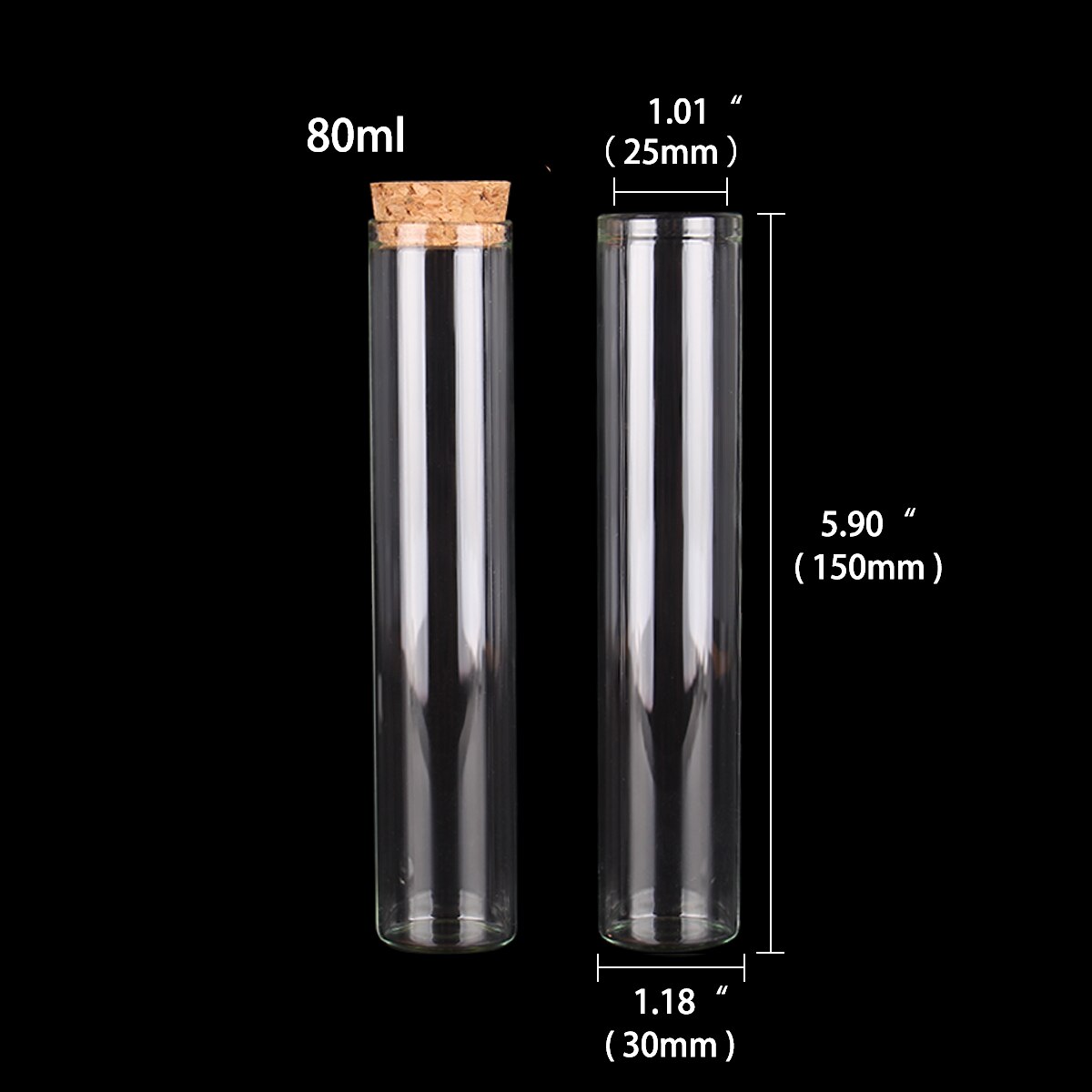 12 pieces/lot 15ml 20ml 25ml 30ml 40ml 45ml 50ml 55ml 60ml Glass Test Tubes With Cork Stopper Wishing Bottles for Art DIY Crafts: MULTI