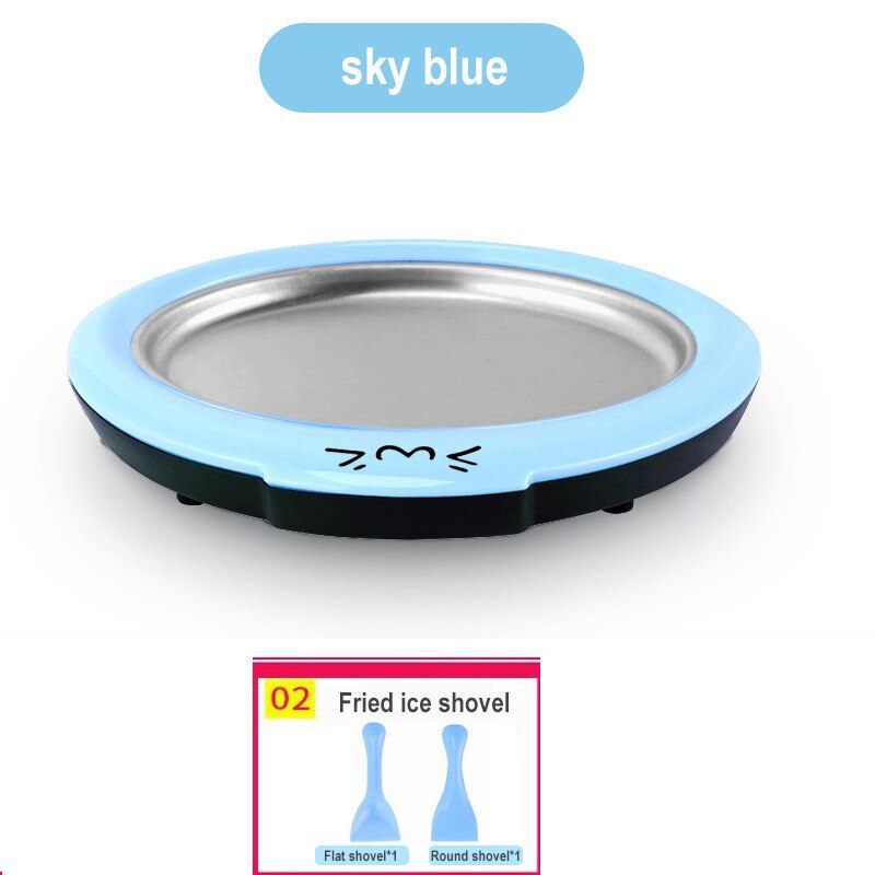 Mini Ice Cream Maker Cartoon Fried Ice Machine Fried Yogurt Machine Pan Home Stir Yogurt Machine with 2pcs Fried Ice Shovel: Blue