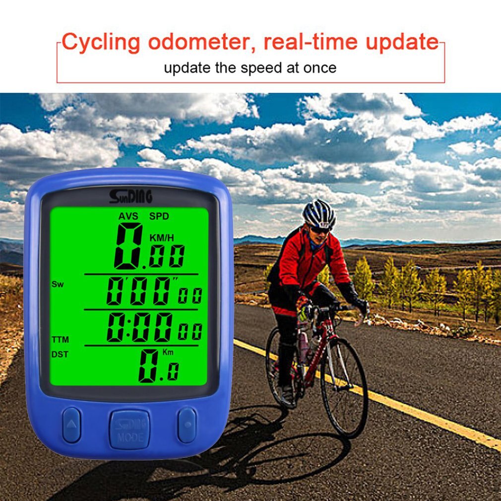 Cycle Bicycle Bike LCD Computer Odometer Speedometer With Backlight Monitor Bikes' Speed Distance And Riding Time