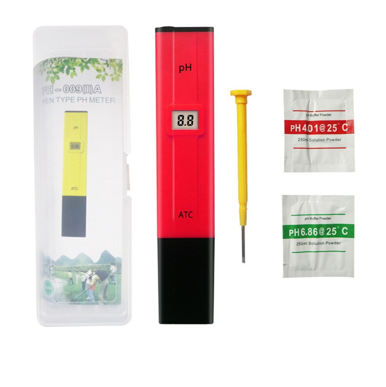 PH Meter Digital PH Tester Pen 0-14 PH PH Cheker 0.01 High Accuracy for Household Drinking Pool and Aquarium: Red