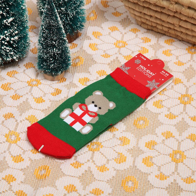 Noël bébé enfants unisexe chaussettes rouge bleu coton hiver noël bas chaussettes enfants noël chaussettes
