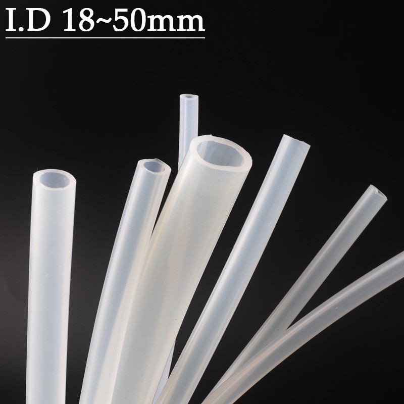 Length 1m I.D 18-50mm Food Grade Transparent Silica Gel Hose Heat Resistant Aquarium Flexible Silicone Hose Tube Pump Soft Pipe