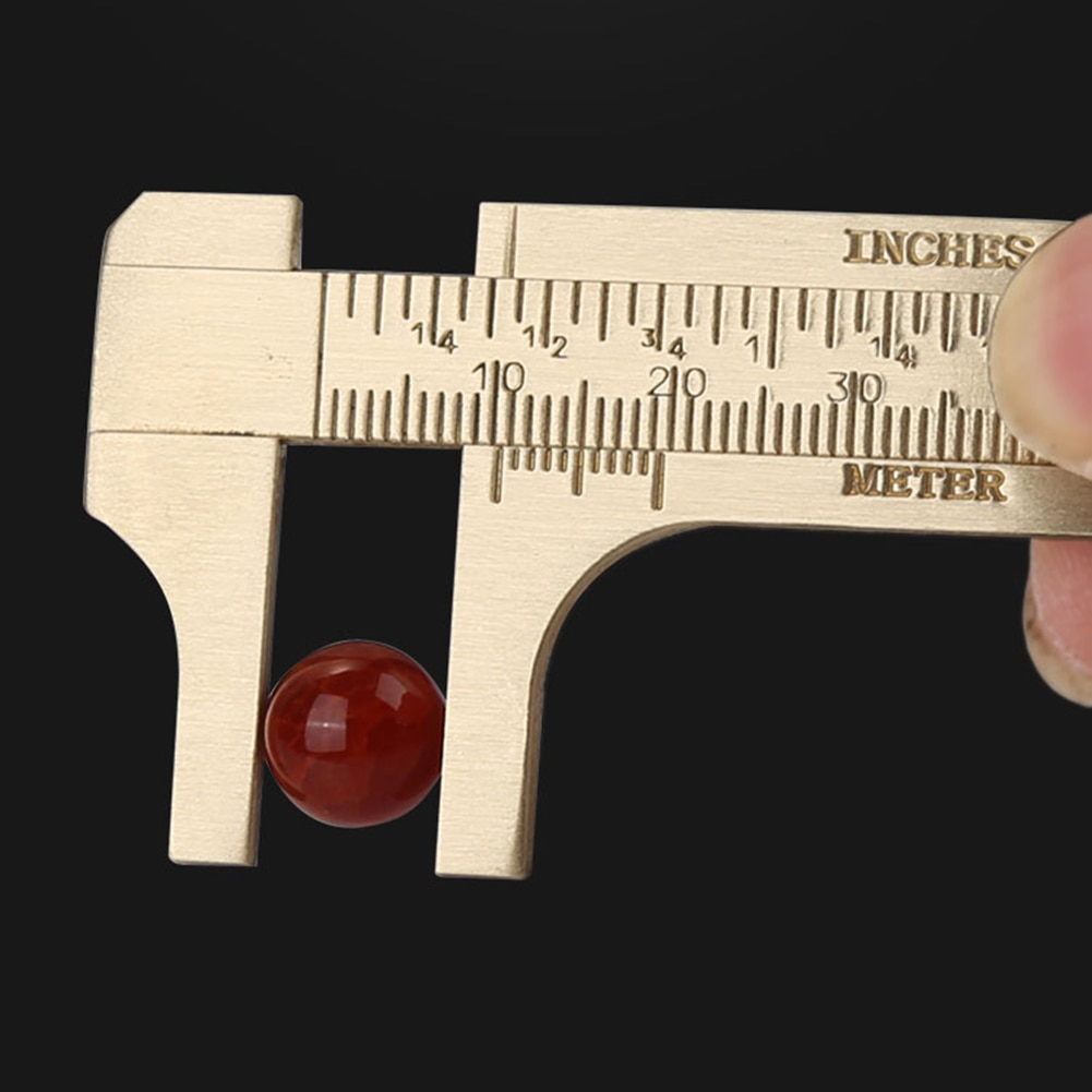 Brass Vernier Caliper mini Double Scale Sliding Gauge Pocket Portable Ruler Student Education Supplies Ruler Measuring Tool
