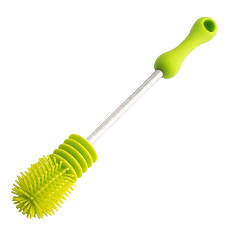 Multifunctional Silicone Bottle Brush Baby Silicone Bottle Cleaner Unique Baby Bottle Scrubbing Silicone Clean: Green