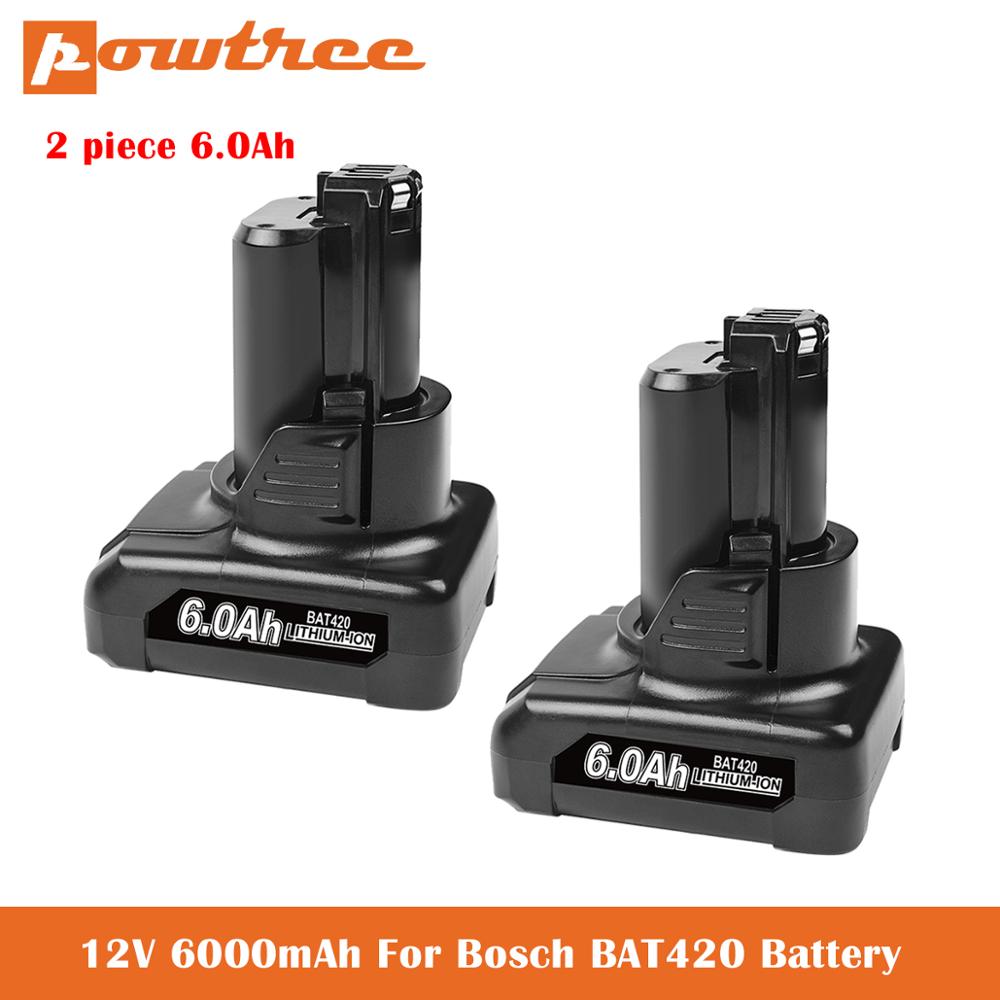 6.0Ah de repuesto para Bosch 10,8 V/12V 12V batería BAT411 BAT411A BAT412 BAT412A BAT413 BAT413A BAT414 D-70745 2607336013, 26073360: 2 Piece 6.0Ah
