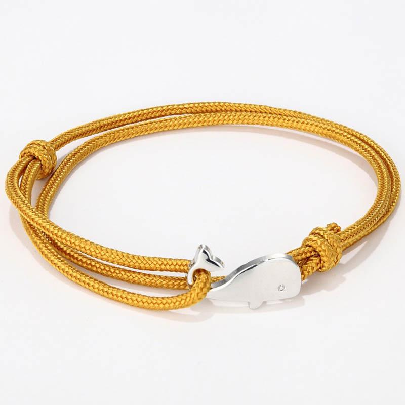 Bracelet ancre Style marin pour hommes et femmes, 1 pièce, corde de Parachute de Camping, queue de baleine, crochets métalliques: Yellow