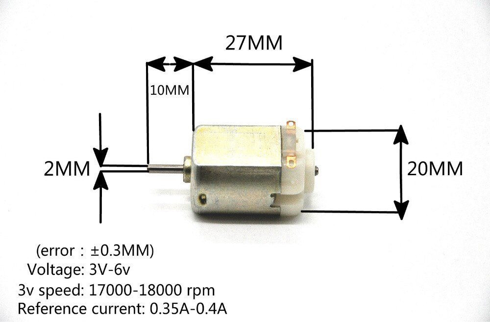 5 stk / 130 liten likestrømsmotor 3 til 5v stk miniatyrmotor firehjulsmotor liten 17000-18000 rpm+(girpakke 5 stk)