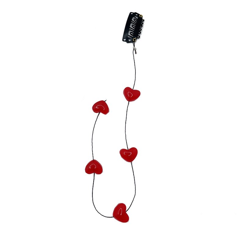 25-36cm/ lots hår tofs blomförlängning hårstrån lång kedja peruk dekoration fest smink hår styling accessoarer: Rött hjärta 25cm
