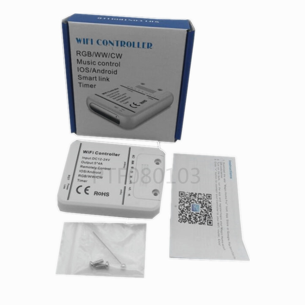 Langaton ios android himmennettävä mini wifi kaukosäädin 5 -kanavainen ohjain  dc 12-24v rgb/rgbw led-nauhavalolamppu lamppu  ld686