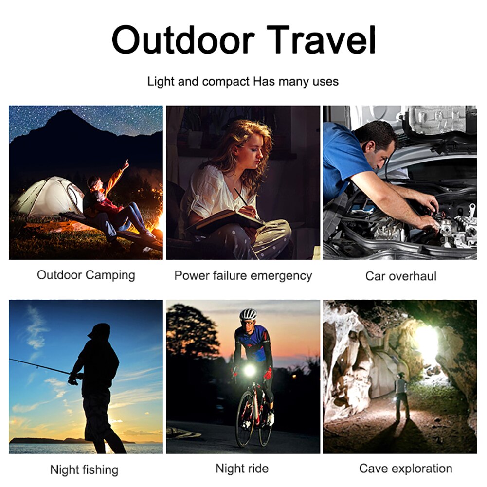 Car LED Inspection Lamp Emergency Light 8000Lm Work Light USB Rechargeable Power Output Folding Magnetic Flashlight