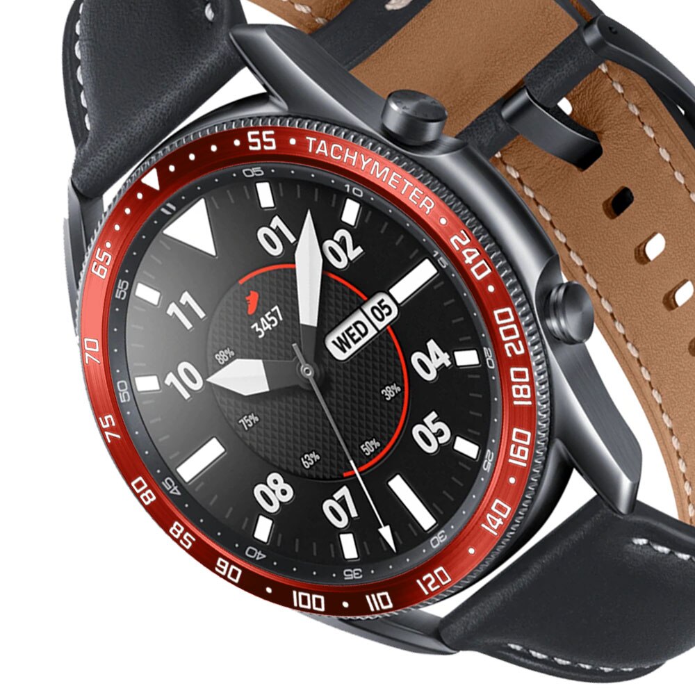 45mm smart ur cover til samsung galaxy watch 3 bezel ring anti-ridse stål bezel ring selvklæbende cover ur tilbehør