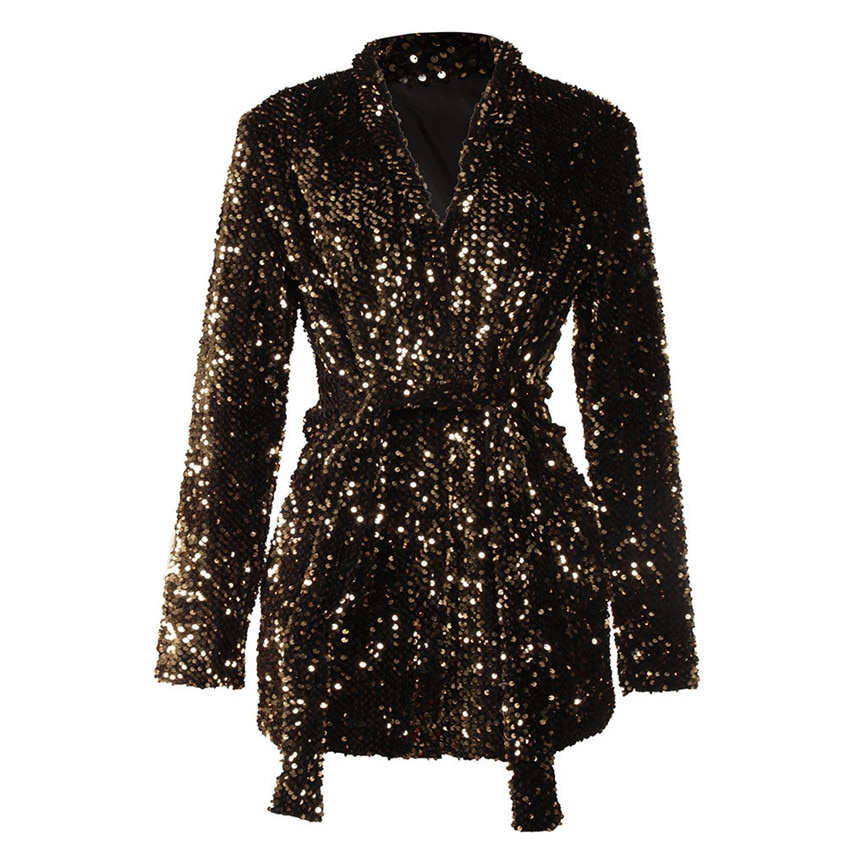 Nueva chaqueta básica para mujer, de manga larga, sólida, suelta, a la , con lentejuelas, para , chaqueta de Rebeca, chaqueta fina y fresca para mujer