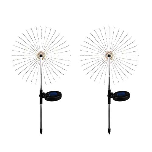 90 LED Solaire Alimenté Feux d'artifice Starburst Pieu Lampe de Jardin En Plein Air Fête: White