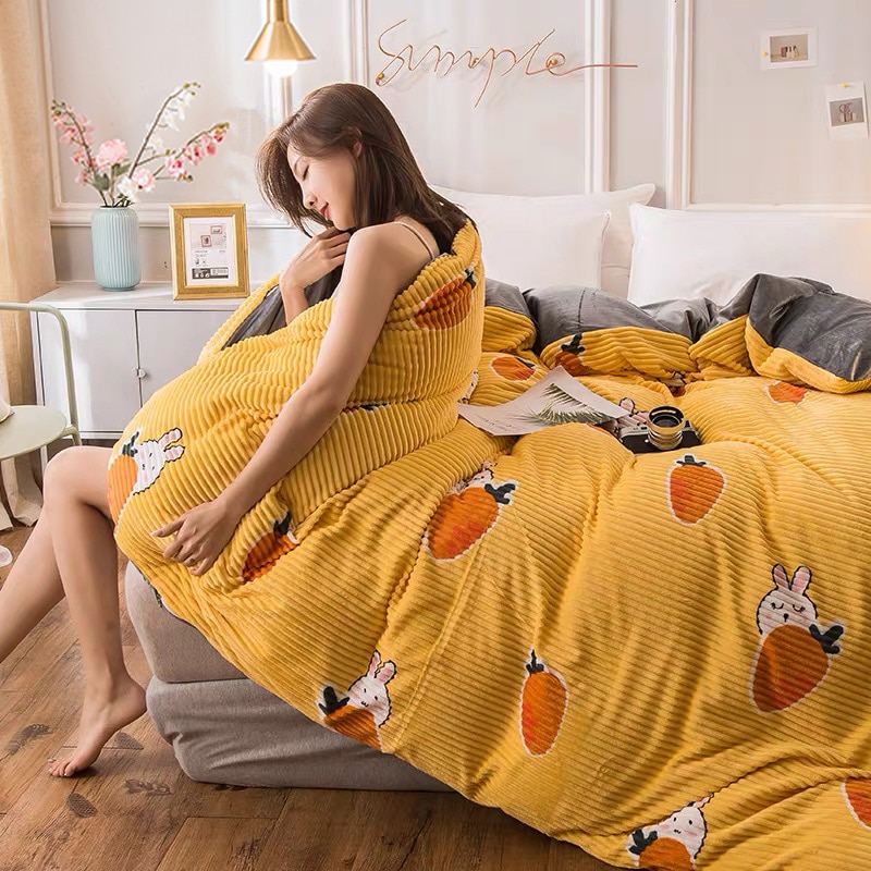 Justchic vinter tjockt påslakan tecknad magisk fleece kristall fleece dubbelsidig sammet påslakan sängkläder set ropa de cama