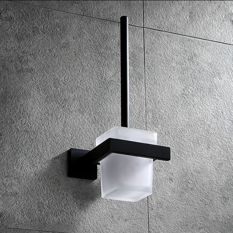 Zwarte Badkameraccessoires Rvs Set Wandrek Handdoekrek Handdoekhouder Kleding Haak Toiletborstel Hanger