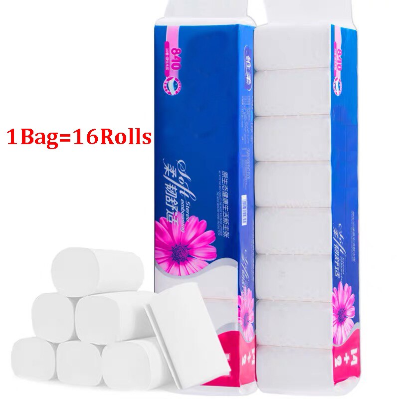 16 ruller/pose toiletrullepapir 4 lag hjemmebadetoiletrullepapir primært træmasse toiletpapirpapirrulle hurtig zxh: Default Title