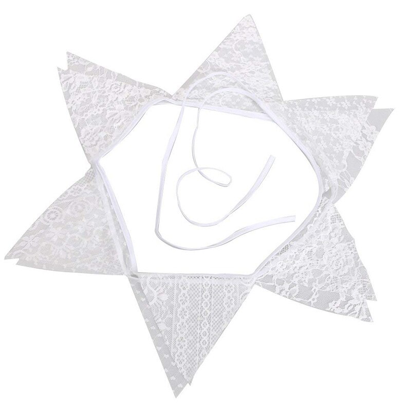 12 Triangle Flags Burlap Floral Lace Banner DIY Bunting Garland Rustic for Wedding Background Birthday Party Home Decoration