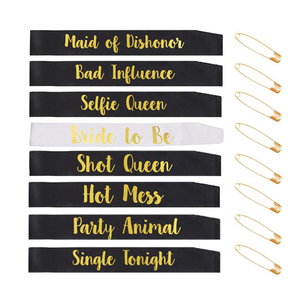 Bride To Be Team Bride Tribe Satin Ribbon Sash Set for Wedding Bachelorette Party Bridal Shower Hen Night Decoration Favor: Set of 8