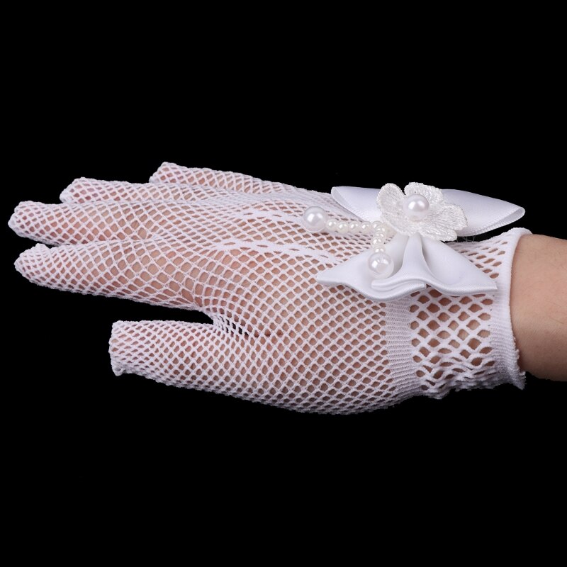 1 par piger handsker prinsesse mesh tilbehør hule bowknot prom til børn brud