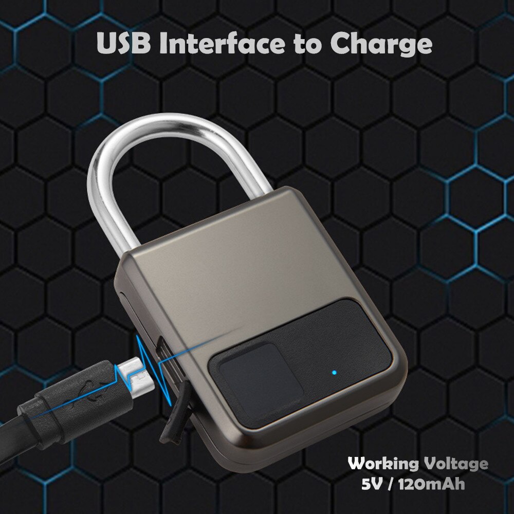 Keyless anti-theft fingerprint indentification padlock, portable electronic indoor outdoor cabinet luggage bag smart lock