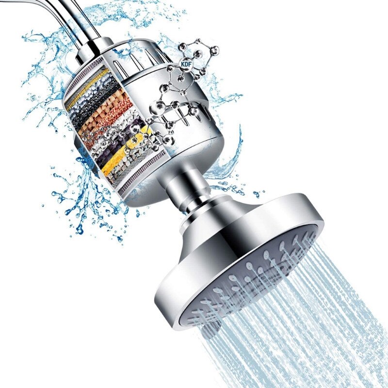 Purificador de agua Universal para ducha, filtro de alto rendimiento de 1/2 pulgadas, 15 etapas, elimina el cloro y el fluoruro, suavizante de agua