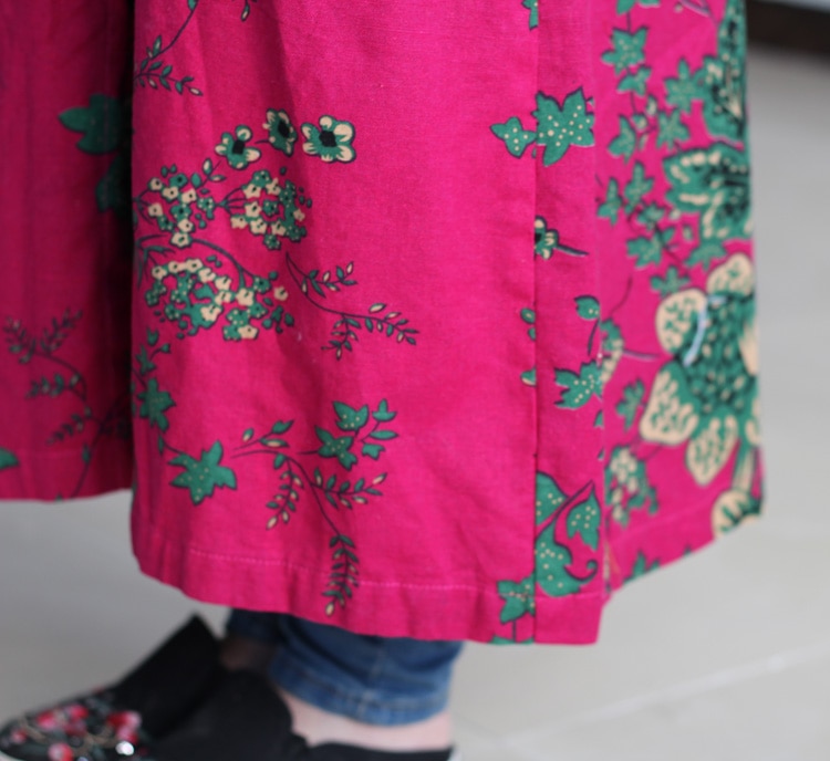 Vinter kvinder vintage broderi blomster trenchcoats kvindelige single breasted linned bomuldsfrakker