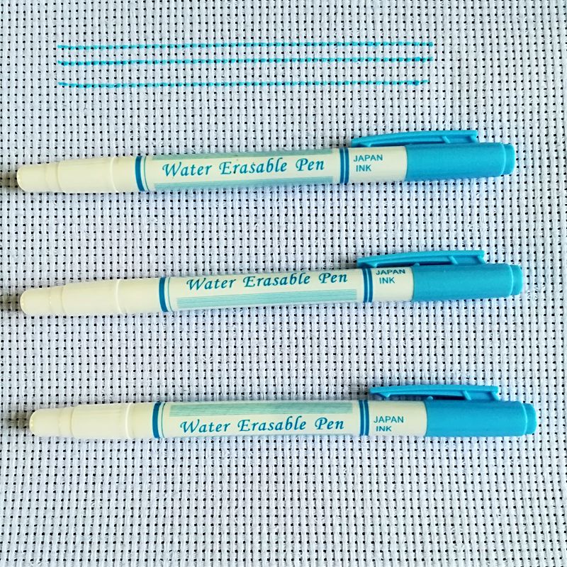 Rotulador textil de doble cara, rotulador borrable de agua, color rosa, bolígrafo neumático borrable púrpura, marcadores para tela, accesorios de costura: 3 pcs Blue Eraser