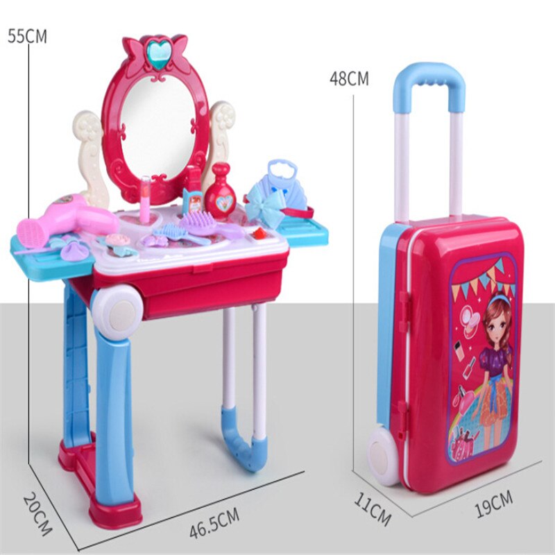 bambino del bambino Dei Bambini carrello Valigia fingere Cucina Giocattolo di Trucco Cassetta Degli Attrezzi Medico Scatola di Immagazzinaggio Gioco di Ruolo impostato di Valigie Giocattolo Regali Di Natale: Make Up Toy