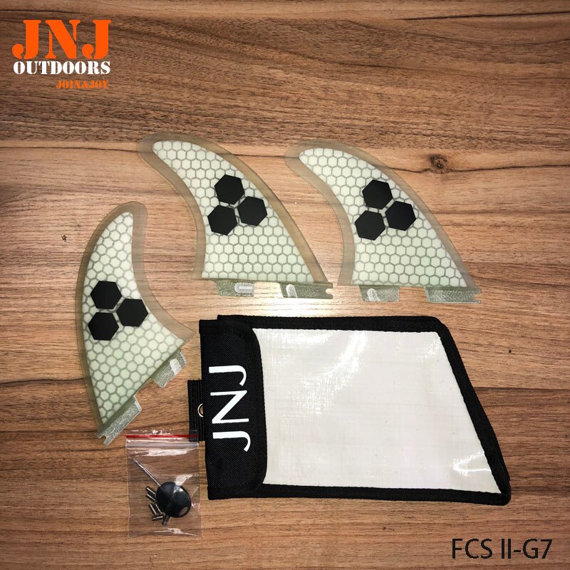 Aletas de tabla de surf FCS II G7 L de JNJ fcs 2 aleta de empuje grande hecha por fibra de vidrio y panal de abeja con bolsa resistente