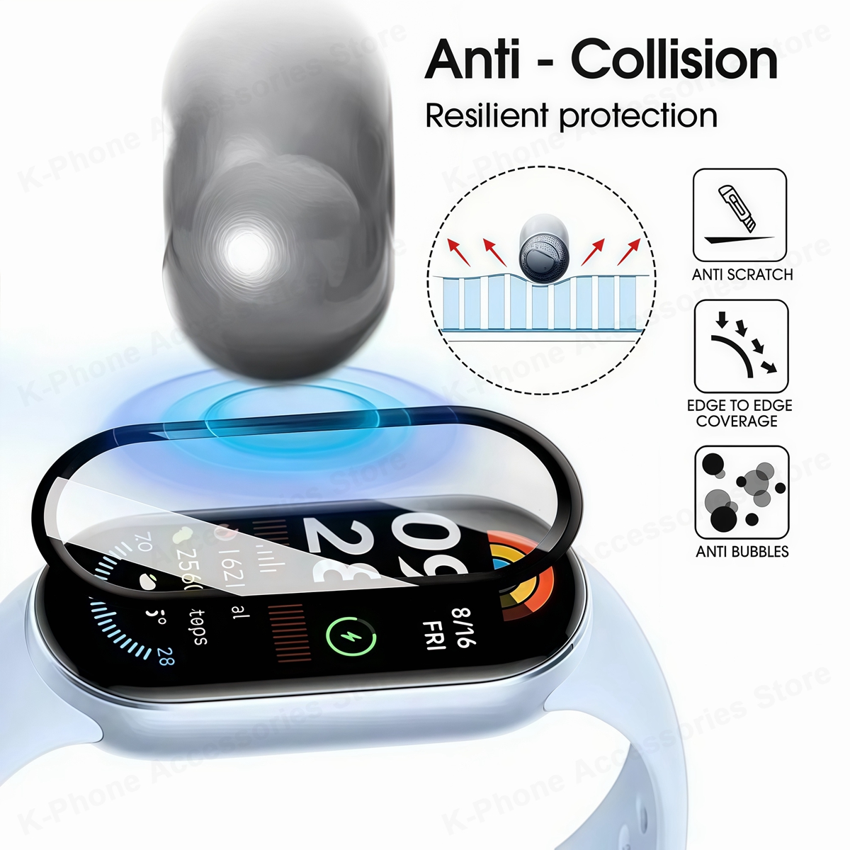 Screen Protector For Xiaomi Mi Band 10 9 8 Anti-scratch Ultra-Clear TPU 3D Curved Smartwatch Film For Xiaomi 10 Band10 Not Glass