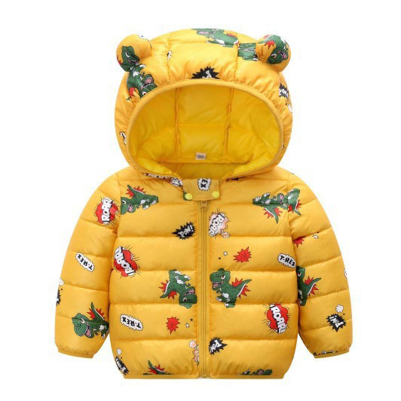 Jaqueta de algodão infantil, casaco com capuz, roupas infantis fofas para meninos e meninas de 0-4 anos e outono e inverno: yellow / 3T