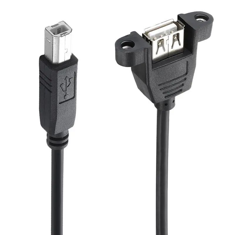 Usb 2.0 Afdrukken Datakabel Met Oren, B Man Naar Een Vrouw, Met Schroefgaten Die Kunnen Worden Bevestigd, Usb Vrouw Naar Mannelijke Printkabel