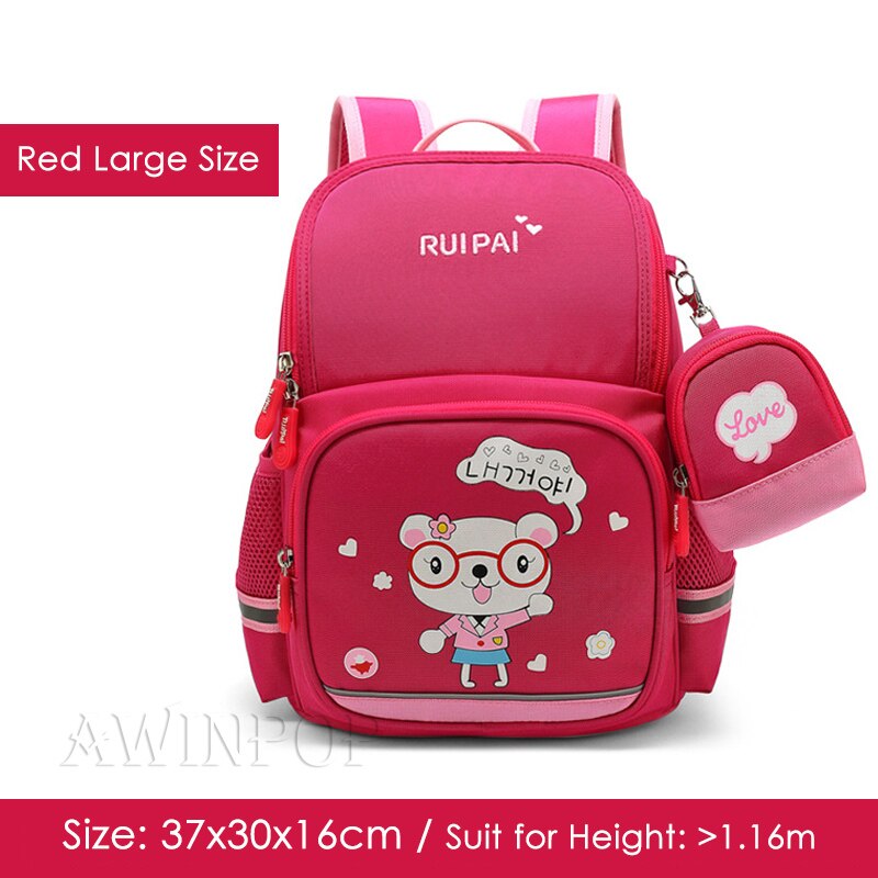 Cartoon Dinosaur School Backpacks Large Capacity School Bags for Boys Girl Primary School Student Book Bag Kids Mochila Infantil: Red-large size