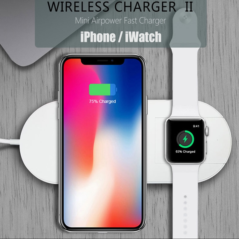 Dock di ricarica Wireless Qi per Apple Watch iWatch Series 1 2 3 10W Pad di ricarica rapida Wireless per iPhone 8 11 X Xs Pro Max XR