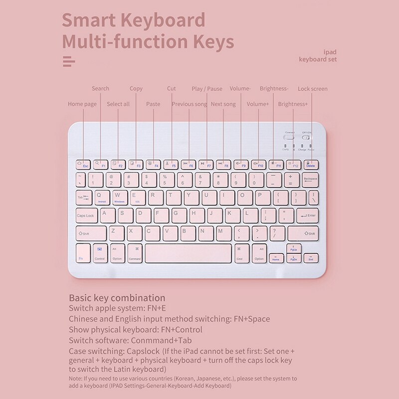 Keyboard and Mouse for Teclast P20HD P10Se Alldocube iPad Ultra-Thin Wireless Keyboard for Win Android Ios/Mac