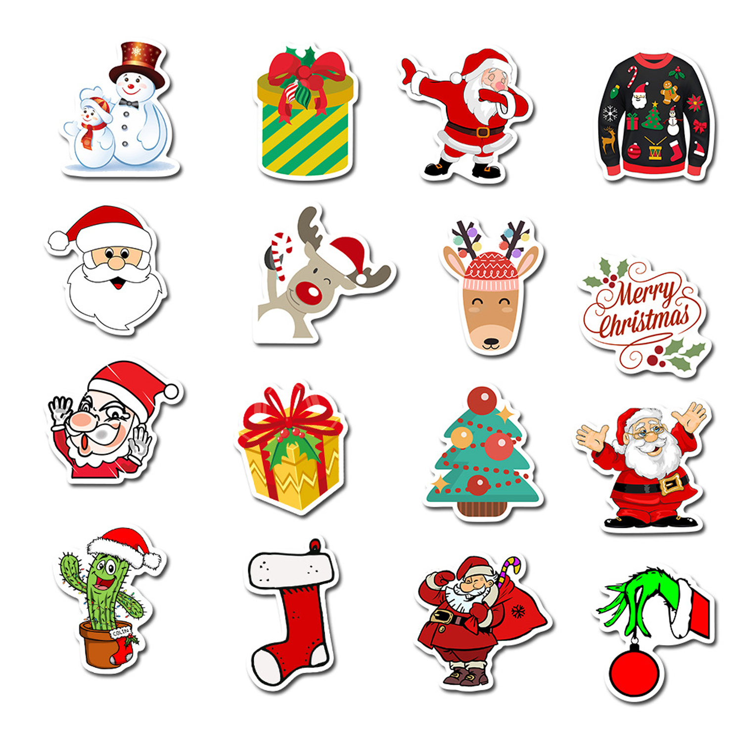 Autocollants de décoration de thème de noël, Stickers imperméables pour valises, téléphones portables, tablettes, peau de skateboard, 50 pièces