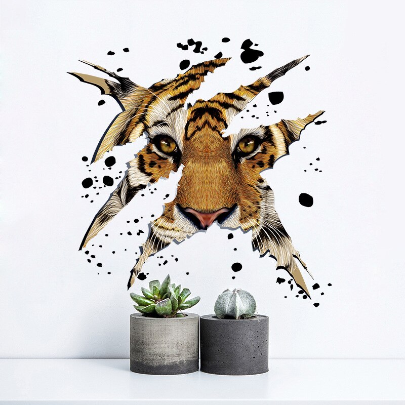 3D Animal Tiger for Kitchen Room Wall Decals For Kid Room Bedroom Living Room Decorative Stickers PVC Wall Stickers