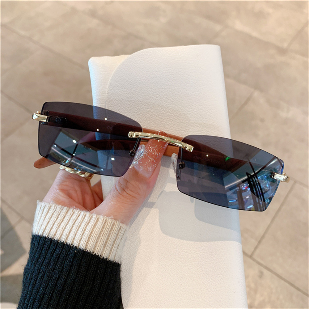 Kleine rechteckige randlose Sonnenbrille Männer Luxusmarke rahmenlose Leoparden Sonnenbrille für Frauen Jahrgang quadratische Brillen farben: Licht Lila