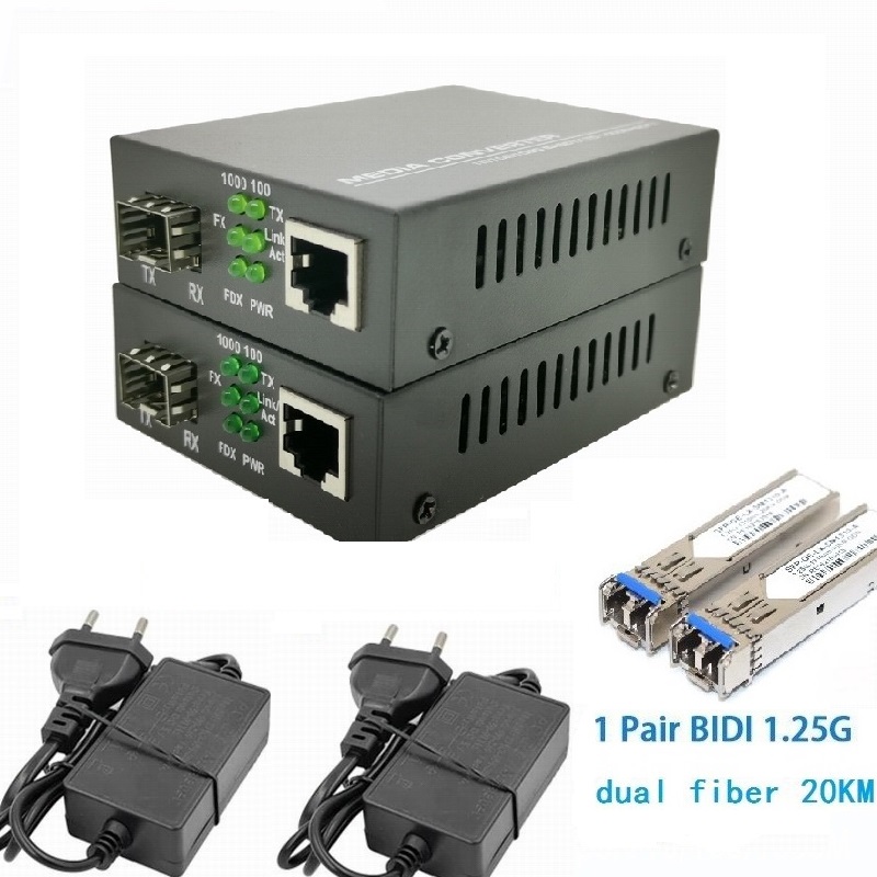 1 Paar Glasfaser-Medienkonverter 1 Port SFP auf 1 RJ45 Gigabit Glasfaser Ethernet 10/100/1000M: Elfenbein