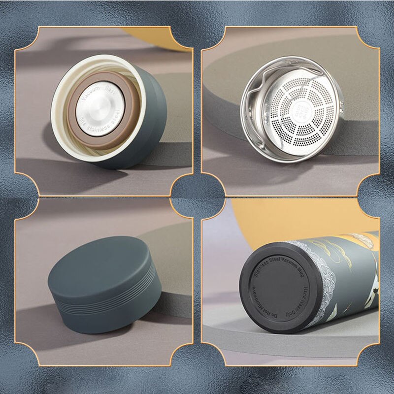 ZOOOBE 450ml chińnarty styl 304 termos ze stali nierdzewnej butelka wody z filtrem kubek termiczny na kawę Thermocup najlepszy prezent