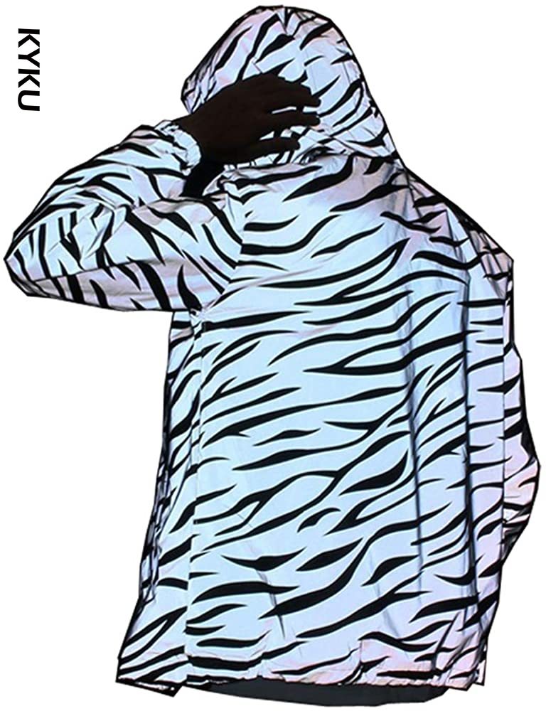 Chaqueta reflectante de cebra para hombre y mujer, chaqueta de estilo de malla noctilucente, impermeable, de talla grande