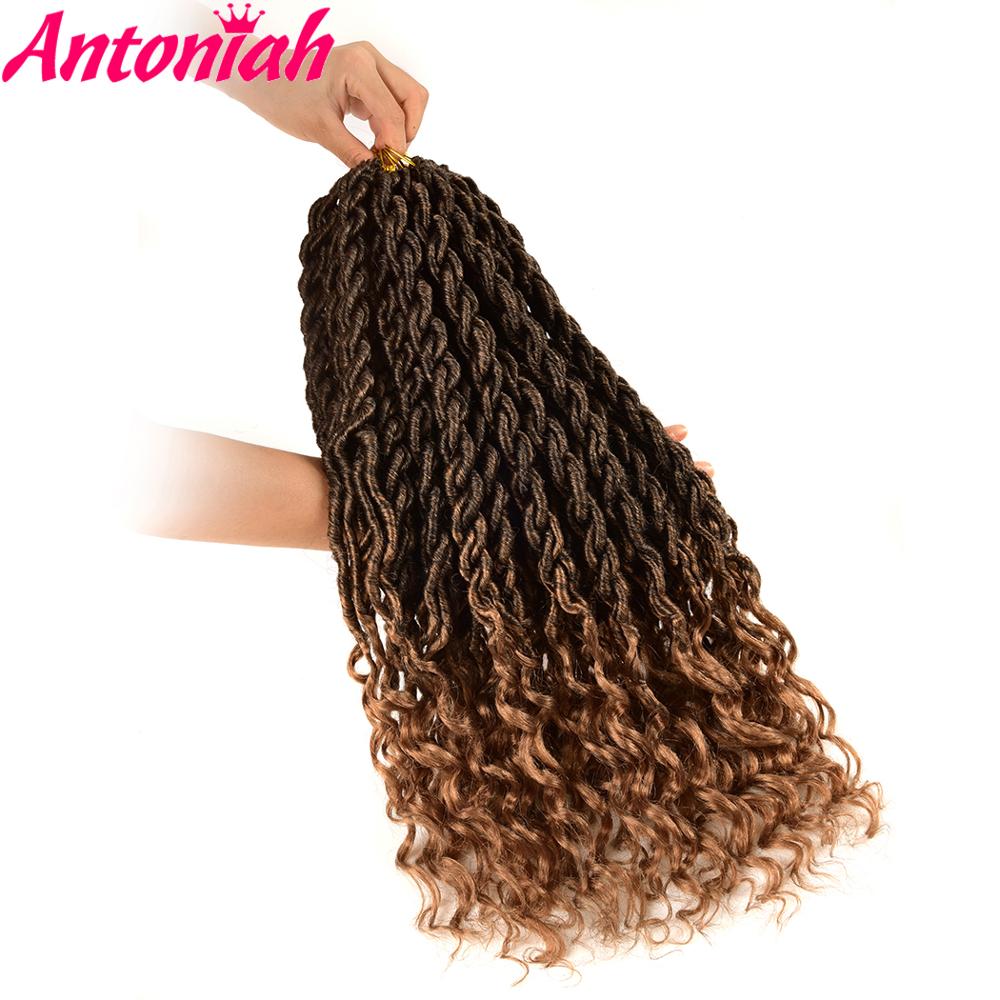 ANTONIAH HAIR 1b/2718inch Goddess Faux Locs Crochet Hair Extensions Synthetic Crochet Braids Dread Locs Curly Hair Braiding Hair
