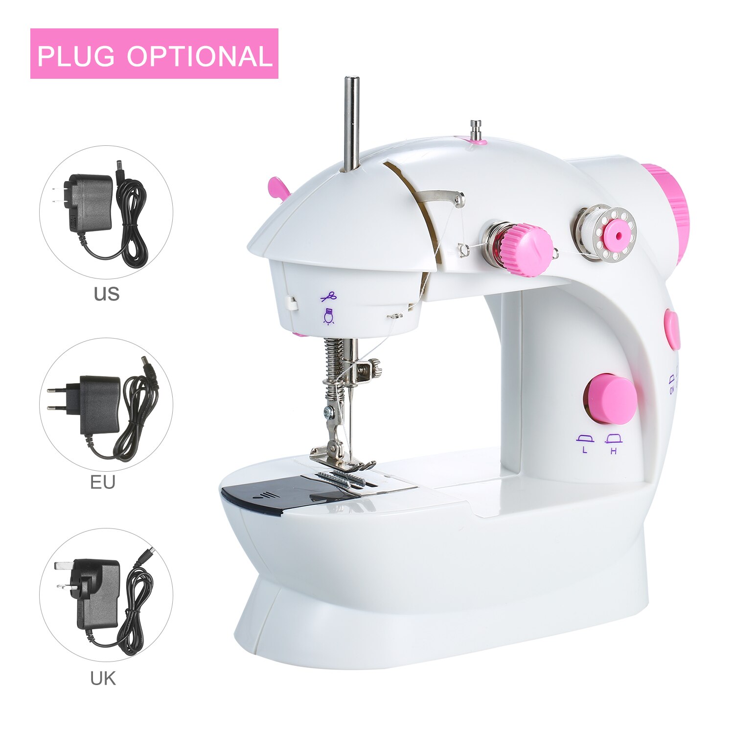 Home Mini Sewing Machine Adjustable 2-Speed Double Thread Portable Electric Household Multifunction Sewing Machin with Lights
