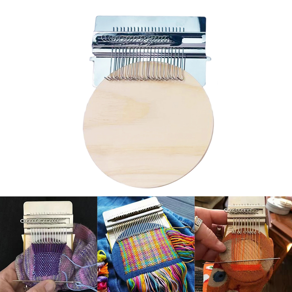 Small Loom Speedweve Type Weave Tool Wooden Fun Mending Loom Metal DIY Textile Tools Darning Machine Loom Mending Jeans Clothes