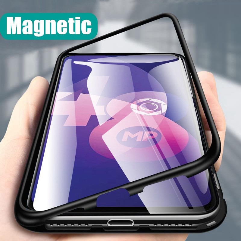 Magnetic Adsorption Case for MOTOROLA MOTO E6 G6 G7 G8 Play Plus G7 Plower E5 One macro Tempered Glass Magnet Case