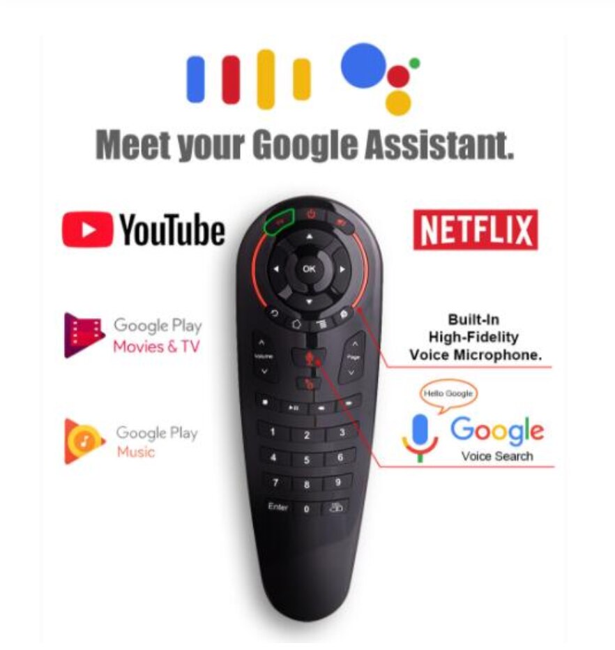 more 1m G30 voice air mouse Remote control 2.4G wifi with 33 buttons ir learning function and Gyroscope: Default Title