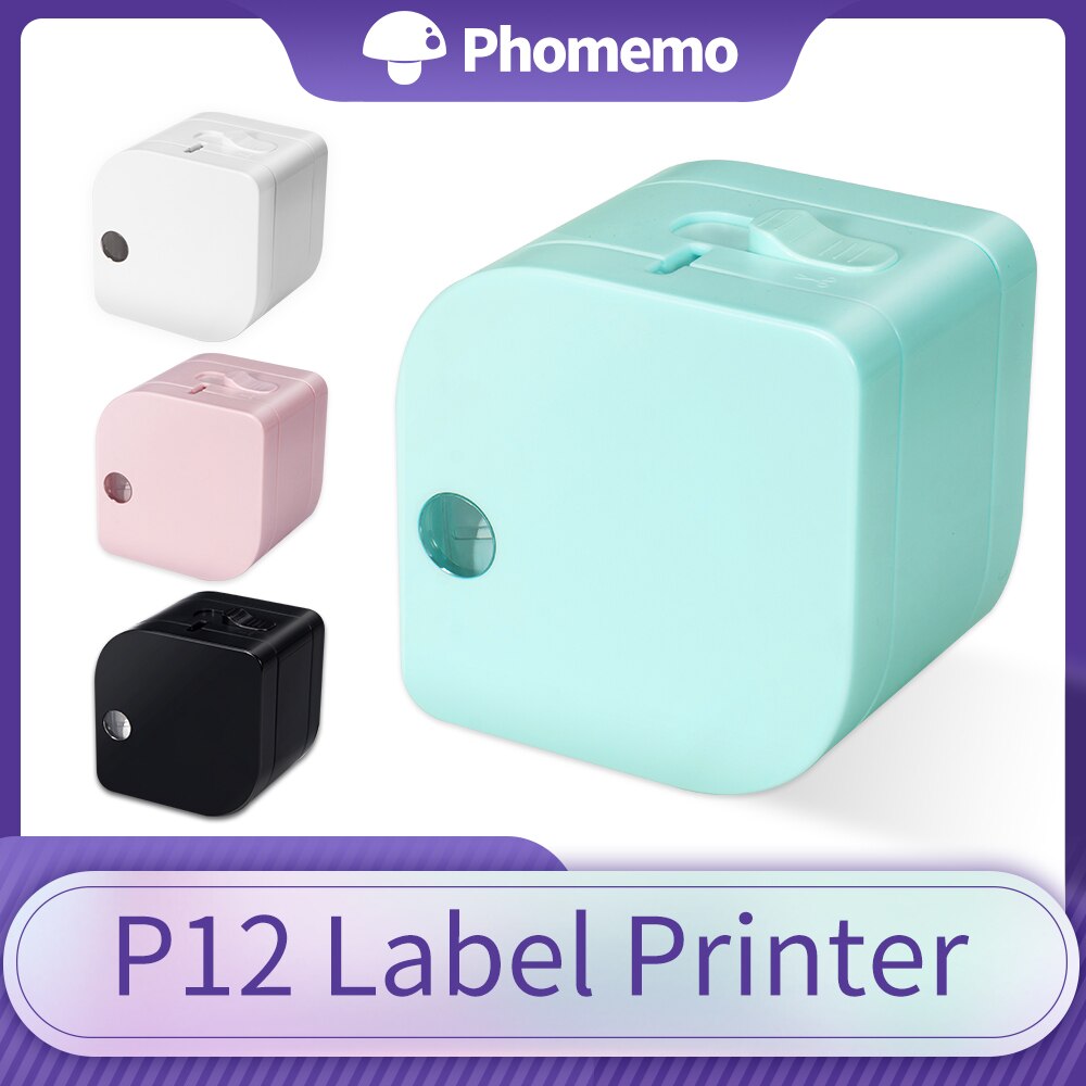 Phomemo P12 Label MakerMini Machine with Label Tapes Compatible For Bluetooth Label Maker Support Multiple-Material Label Tape