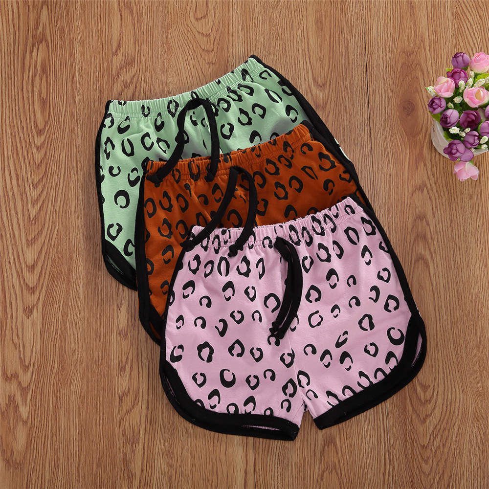 Little Kids Summer Shorts Leopard Patterns Elastic Band Bottoms ShortsLoose Wild Trouser